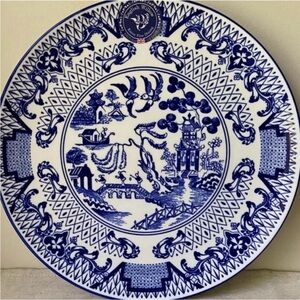 Eaton Fine Dining Dinner Plates Blue & White English Willow-Set of 4-10.5" NIB